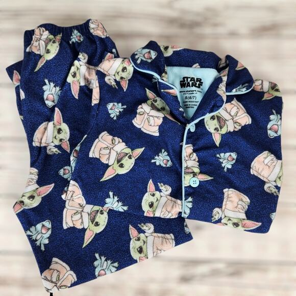 Star Wars Baby Yoda Flannel Pajama Set (Top/Bottom) Size S 6/7 Anime - Picture 1 of 8